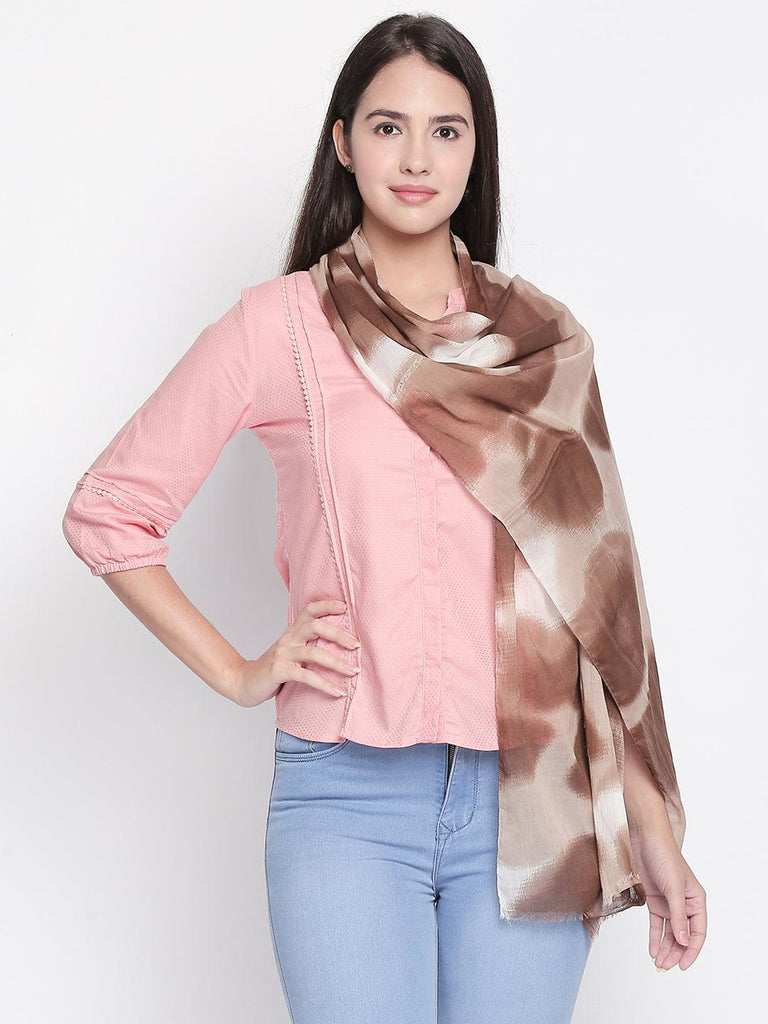 Women Brown Printed Scarf-Stoles & Scarves-StyleQuotient