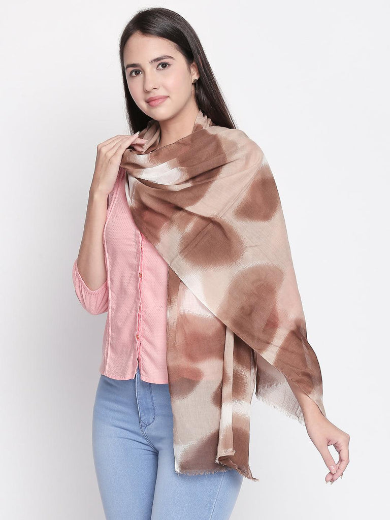 Women Brown Printed Scarf-Stoles & Scarves-StyleQuotient