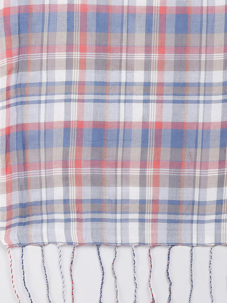 Women Blue & White Printed Scarf-Stoles & Scarves-StyleQuotient
