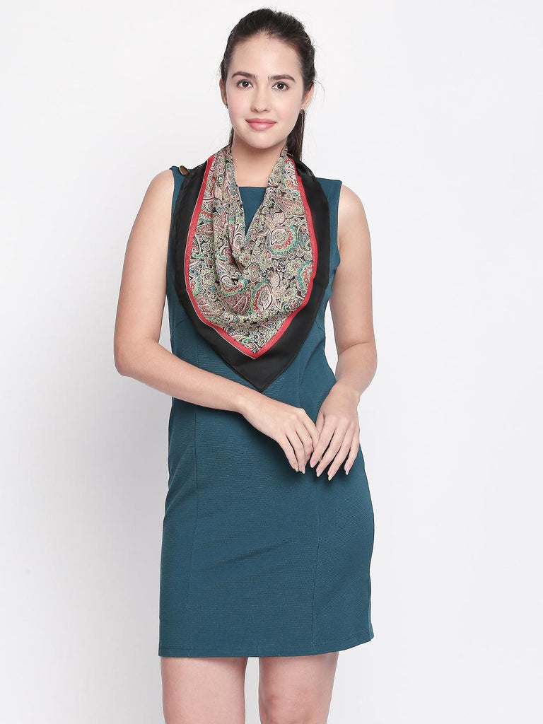 Women Green & Black Printed Scarf-Stoles & Scarves-StyleQuotient