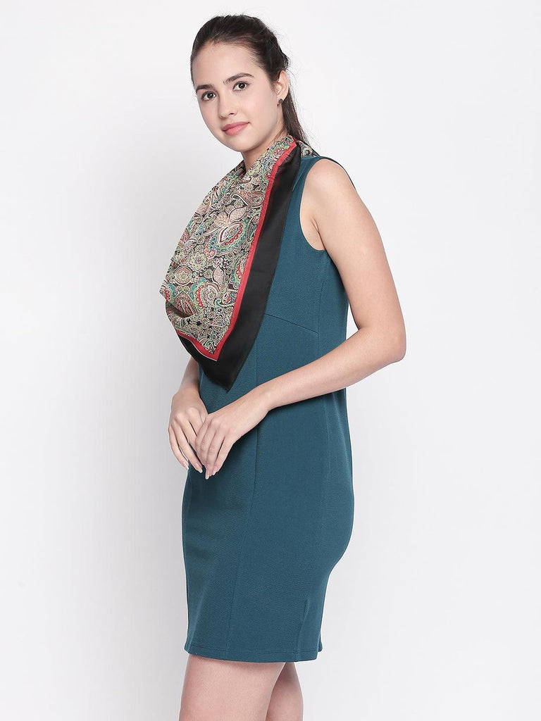 Women Green & Black Printed Scarf-Stoles & Scarves-StyleQuotient