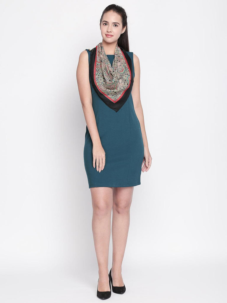 Women Green & Black Printed Scarf-Stoles & Scarves-StyleQuotient