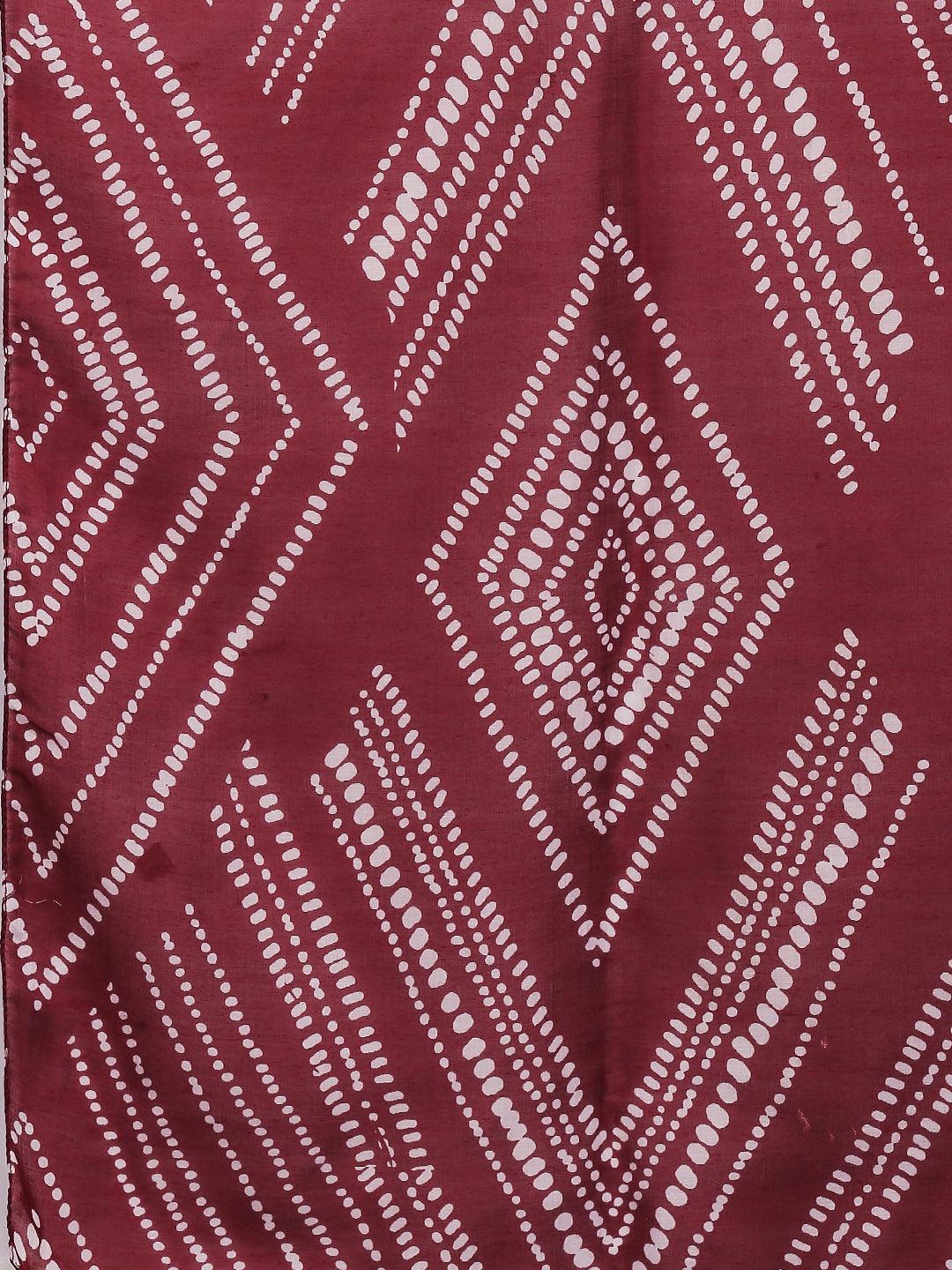 Women Maroon Printed Scarf-Stoles & Scarves-StyleQuotient