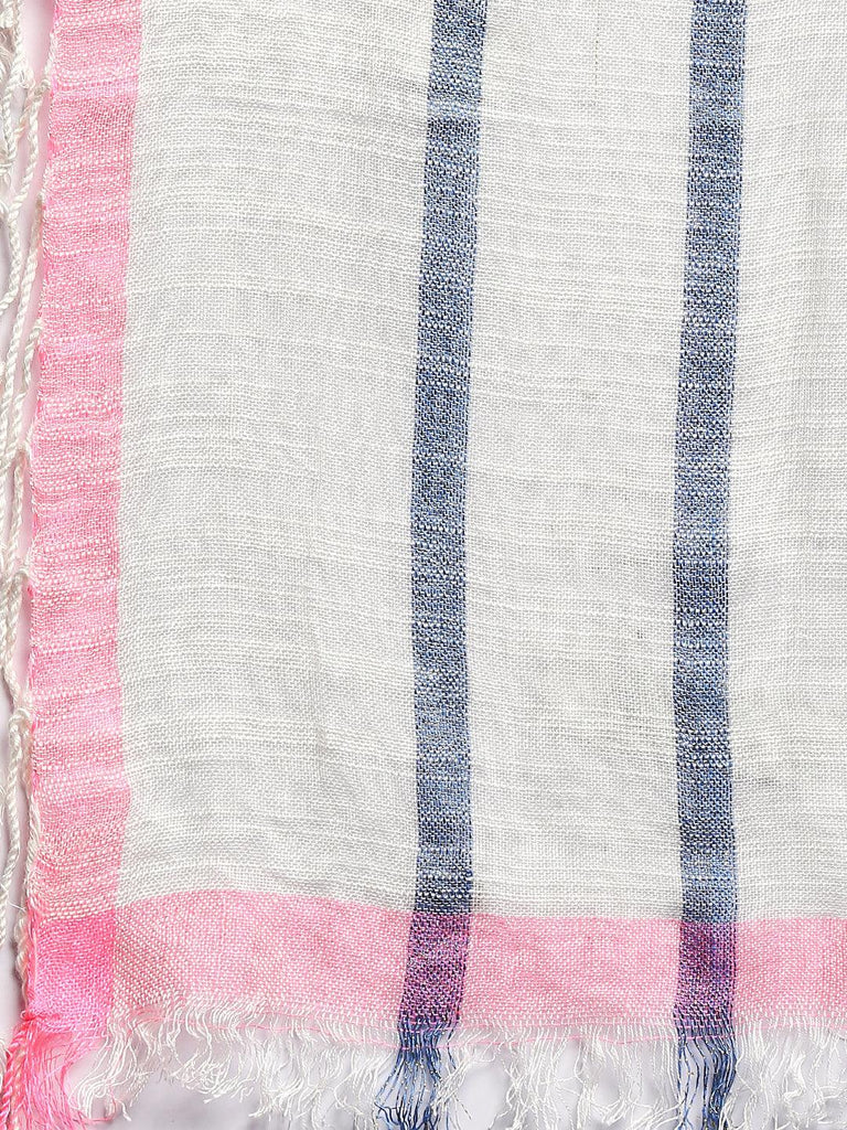 Women Pink & Beige Striped Scarf-Stoles & Scarves-StyleQuotient