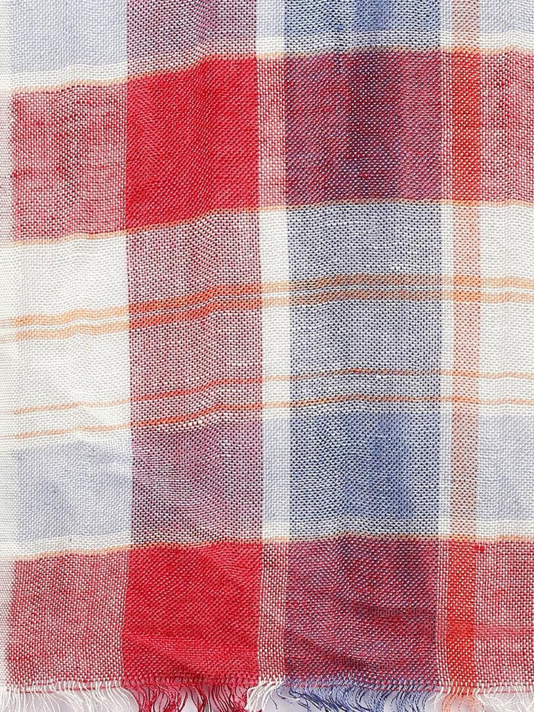Women Red & Blue Checked Scarf-Stoles & Scarves-StyleQuotient