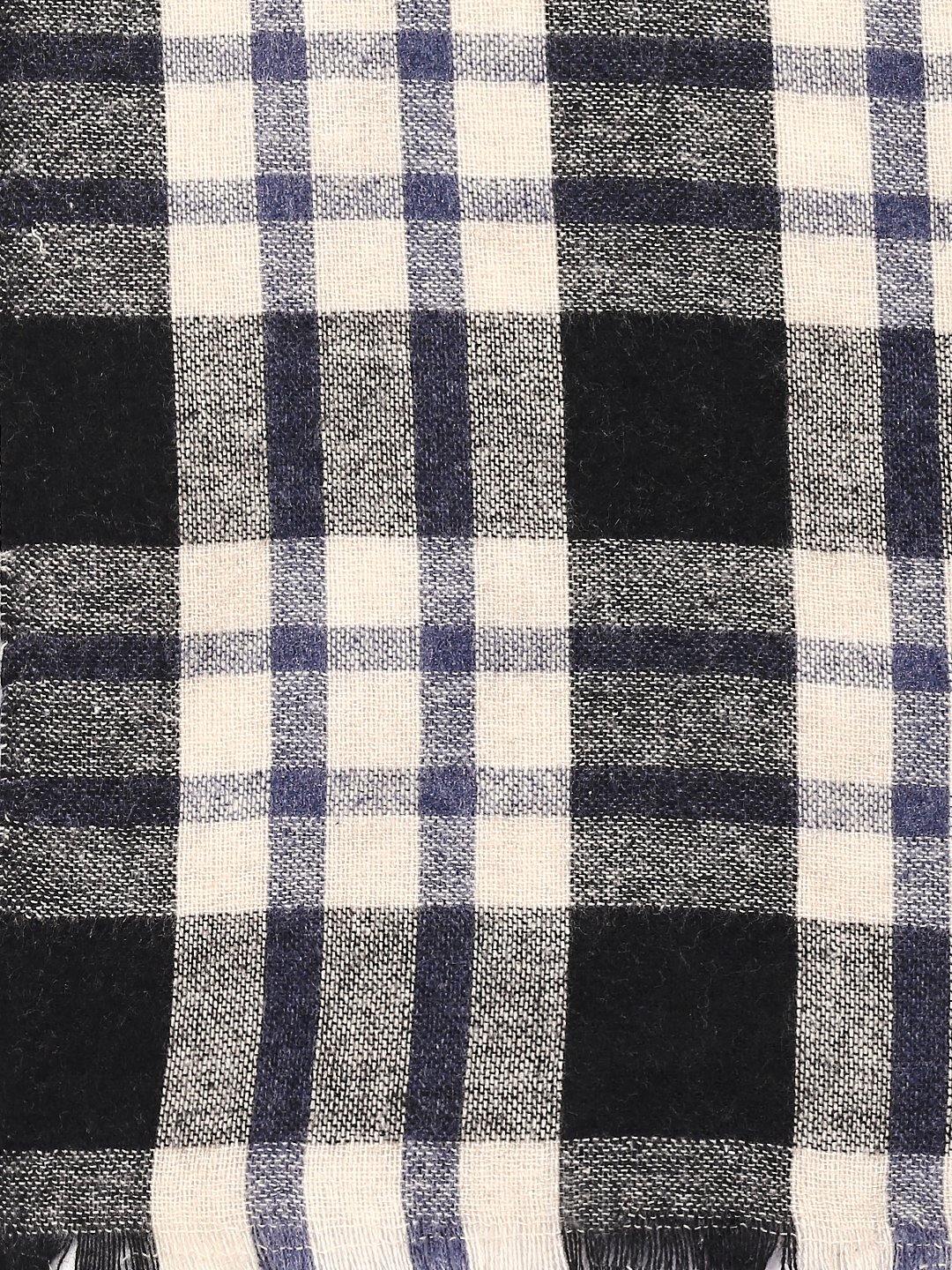 Women Black & Beige Checked Shawl-Shawl-StyleQuotient