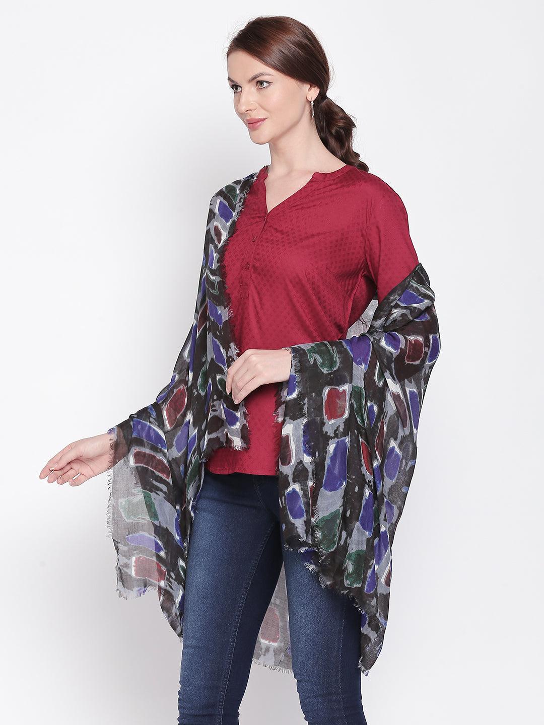 Women Multicoloured Printed Scarf-Stoles & Scarves-StyleQuotient