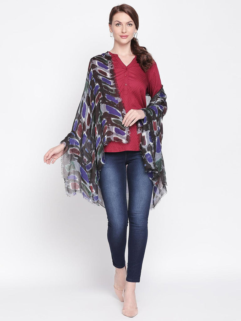 Women Multicoloured Printed Scarf-Stoles & Scarves-StyleQuotient