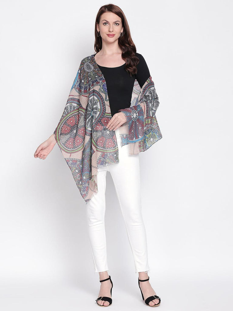 Women Multicoloured Printed Scarf-Stoles & Scarves-StyleQuotient