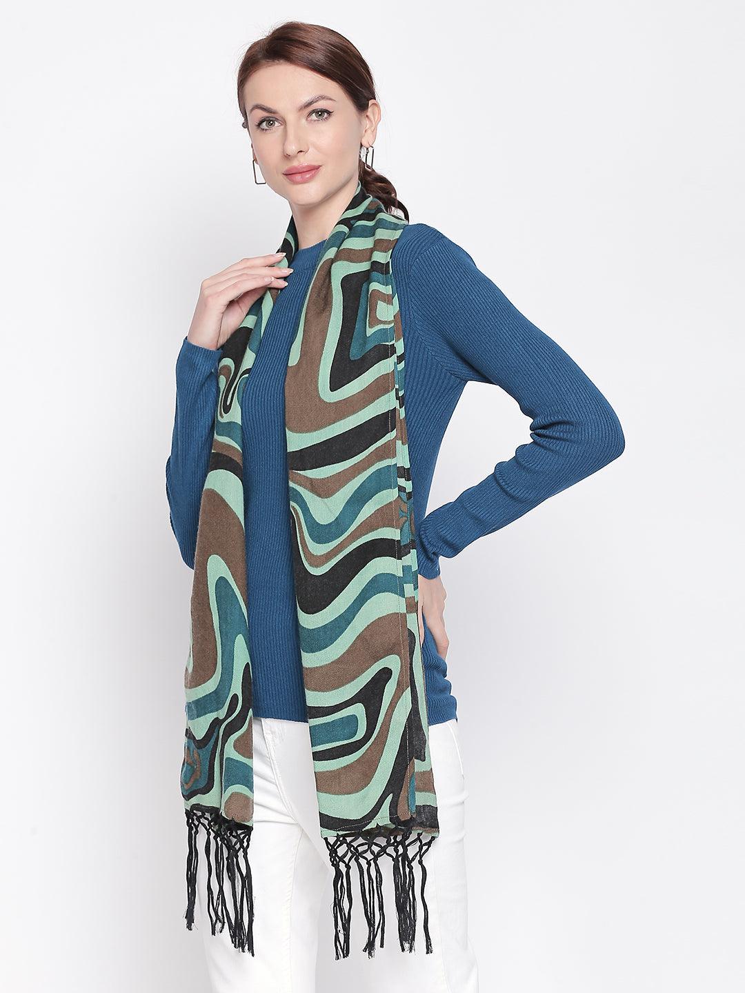 Women Cream & Pink Printed Scarf-Stoles & Scarves-StyleQuotient