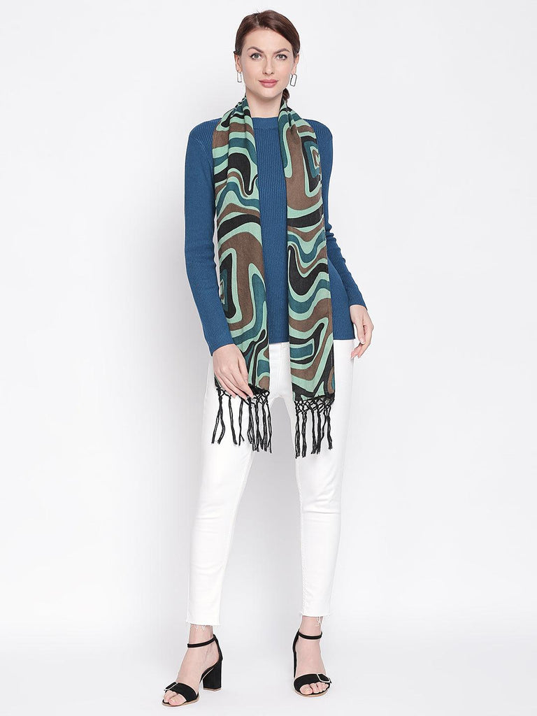 Women Cream & Pink Printed Scarf-Stoles & Scarves-StyleQuotient