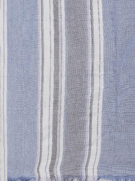 Women Blue & White Striped Scarf-Stoles & Scarves-StyleQuotient