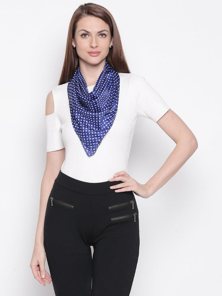 Women Blue & White Printed Scarf-Stoles & Scarves-StyleQuotient