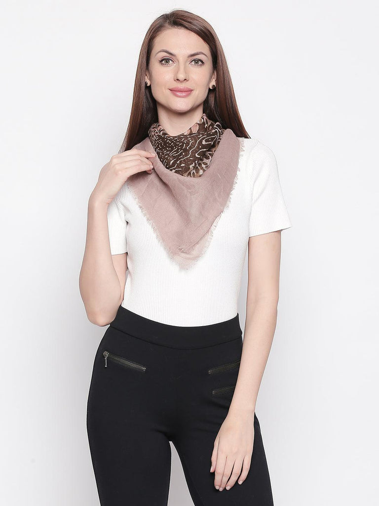 Women Brown Printed Scarf-Stoles & Scarves-StyleQuotient