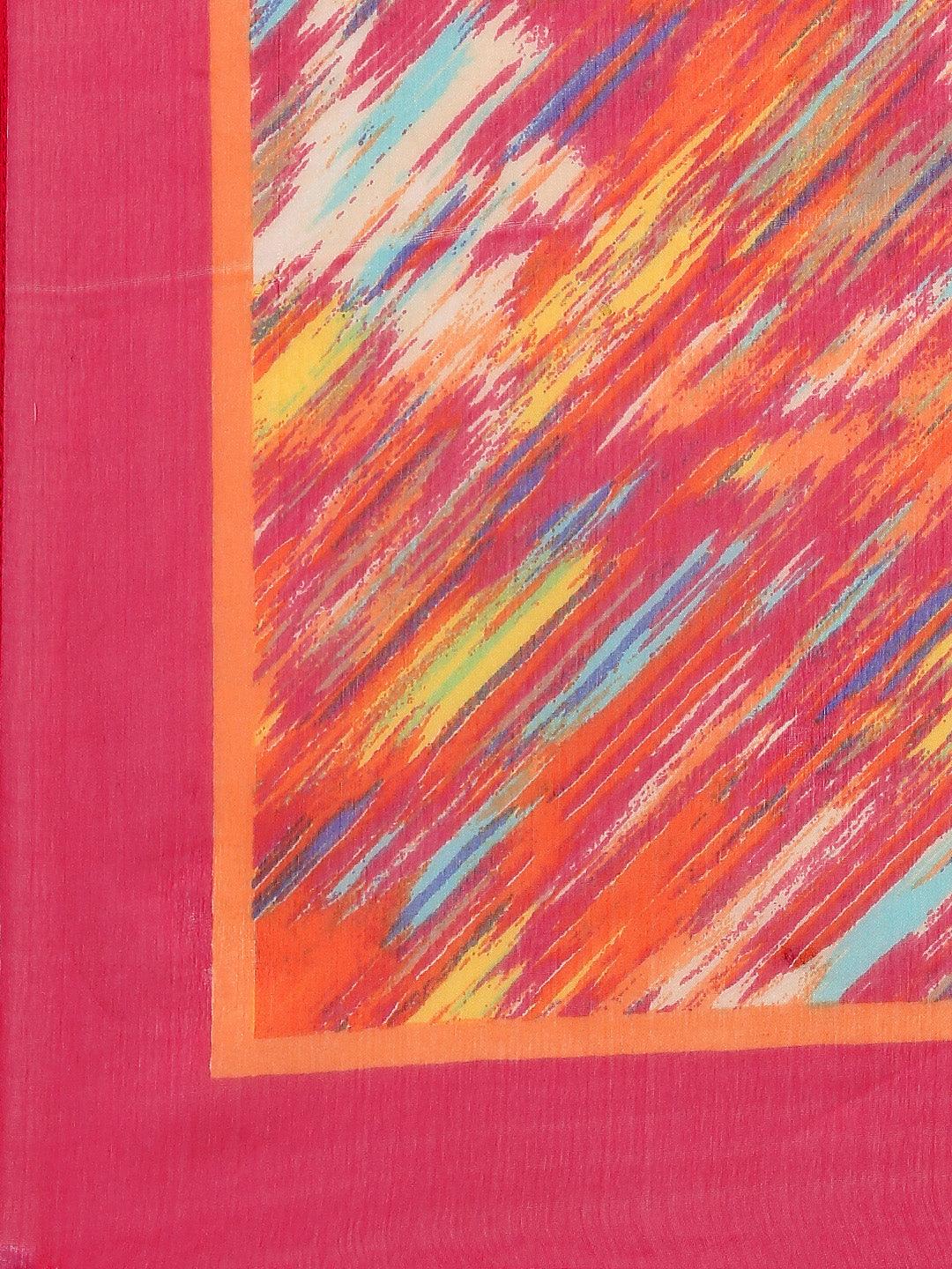 Women Pink & Orange Printed Scarf-Stoles & Scarves-StyleQuotient