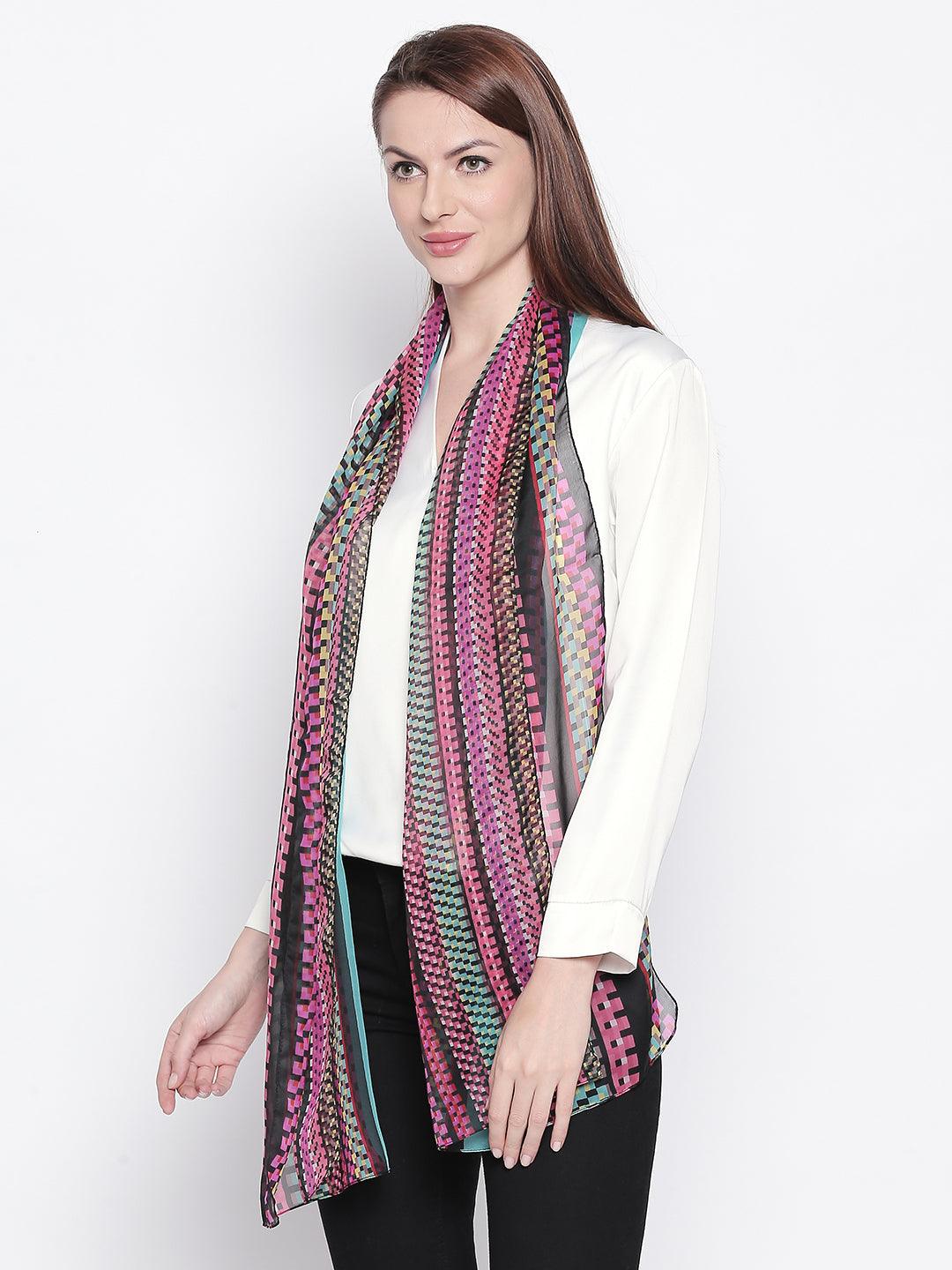 Women Multicoloured Printed Stole-Stoles & Scarves-StyleQuotient