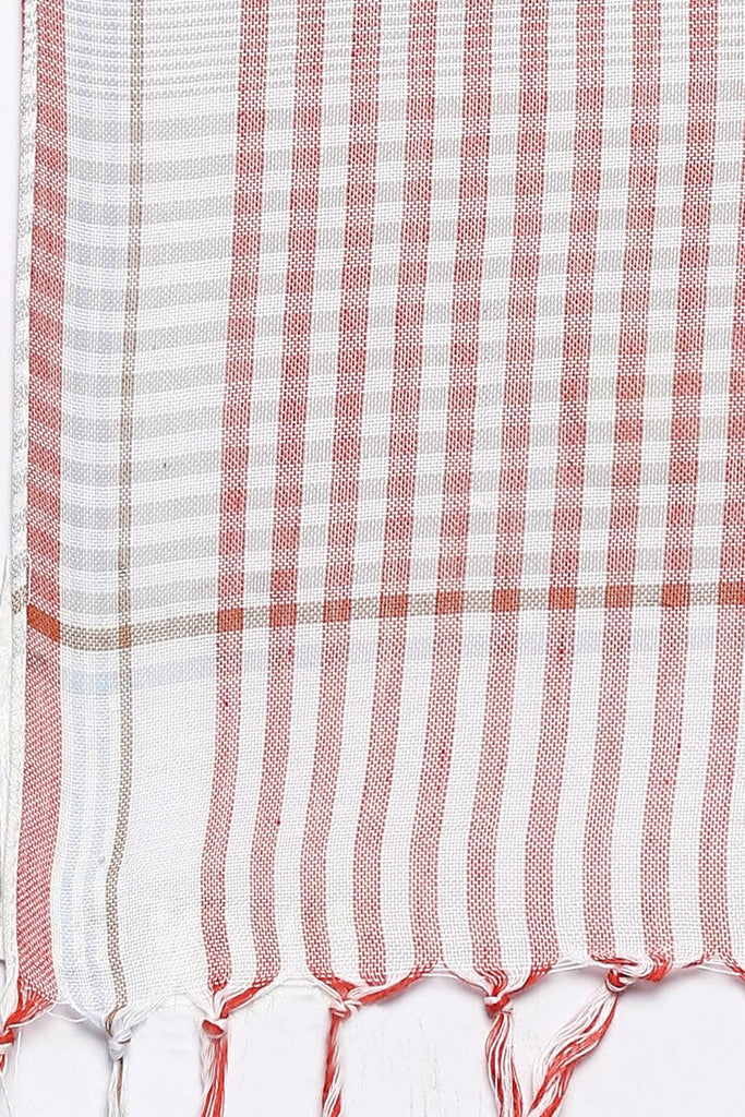 Women Peach-Coloured & White Checked Stole-Stoles & Scarves-StyleQuotient