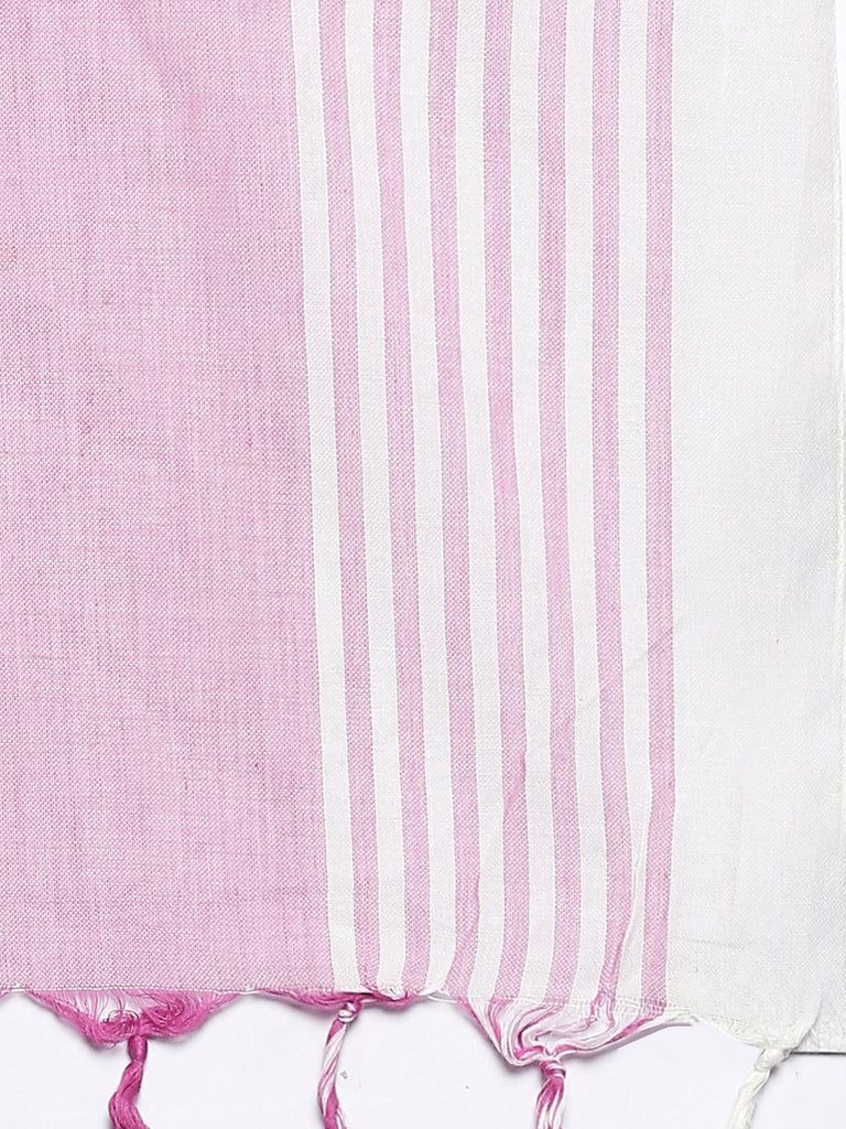 Women Pink & White Striped Stole-Stoles & Scarves-StyleQuotient