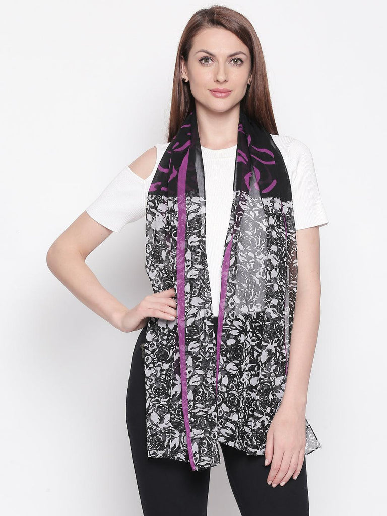 Women Black & White Printed Stole-Stoles & Scarves-StyleQuotient