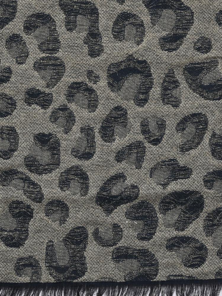 Women Black & Silver-Toned Animal Print Shawl-Shawl-StyleQuotient