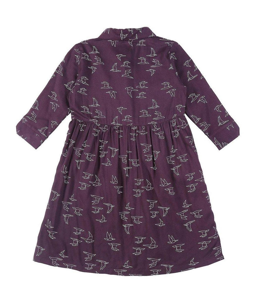 Girls Purple Printed Fit and Flare Dress-Girls Dress-StyleQuotient