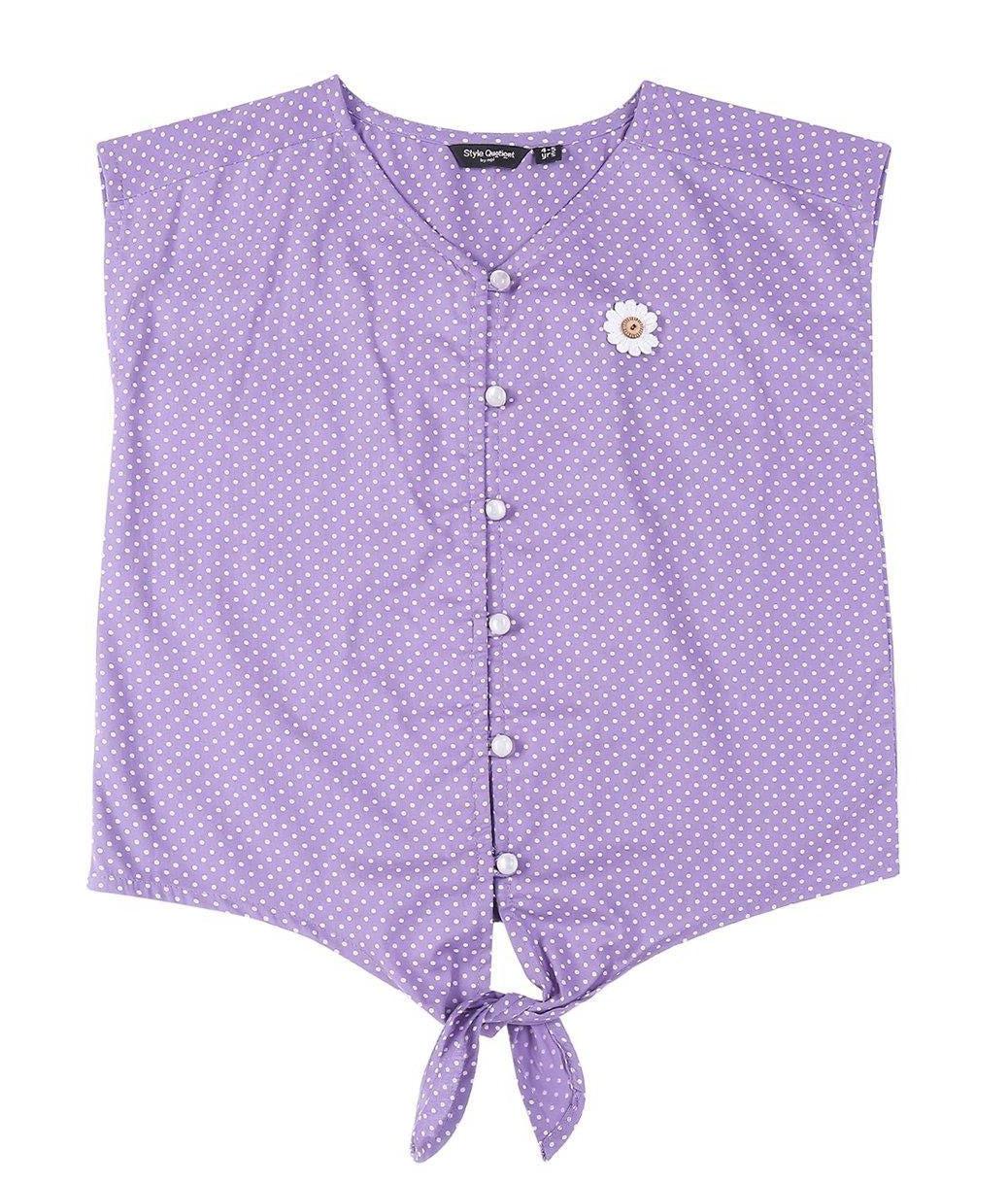 Girls Lavender Solid Shirt Style Top-Girls Top-StyleQuotient