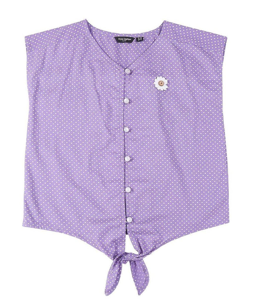 Girls Lavender Solid Shirt Style Top-Girls Top-StyleQuotient