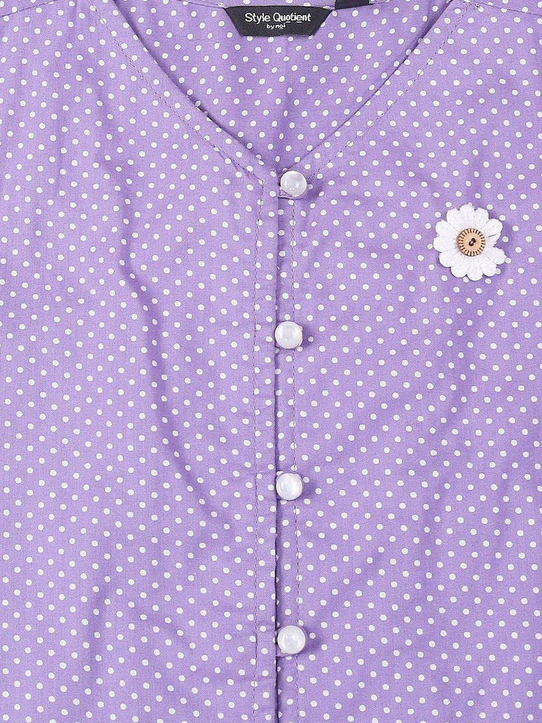 Girls Lavender Solid Shirt Style Top-Girls Top-StyleQuotient