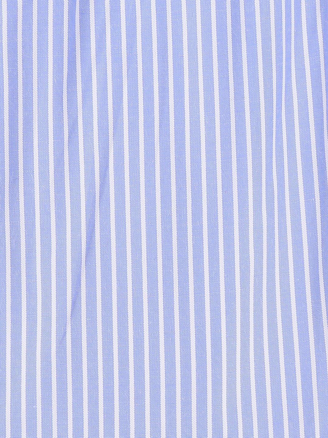 Girls Blue & White Striped A-Line Top-Girls Top-StyleQuotient