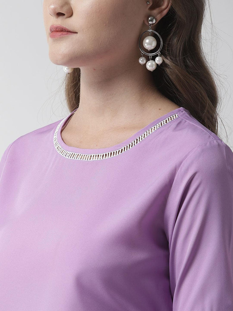 Women Lavender Solid Top-Tops-StyleQuotient