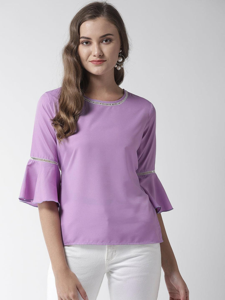 Women Lavender Solid Top-Tops-StyleQuotient