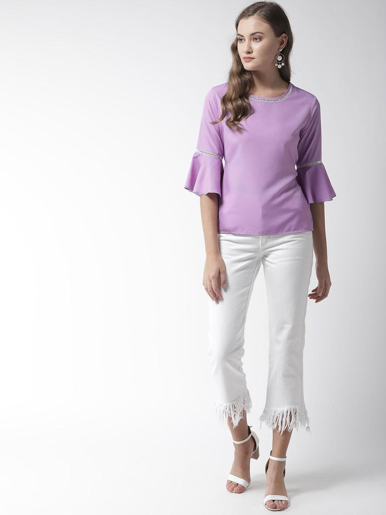 Women Lavender Solid Top-Tops-StyleQuotient