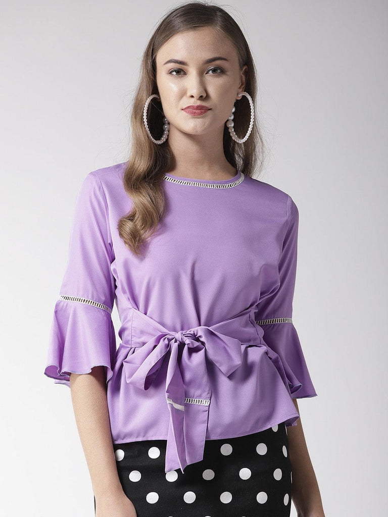 Women Lavender Solid Top-Tops-StyleQuotient