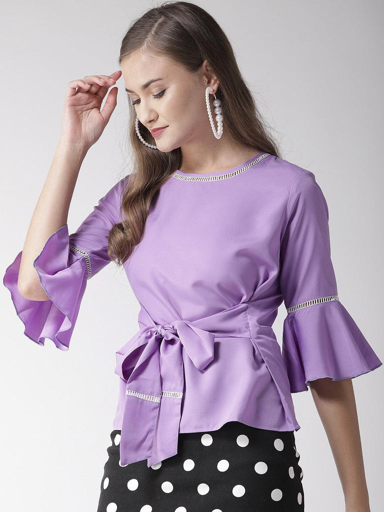 Women Lavender Solid Top-Tops-StyleQuotient