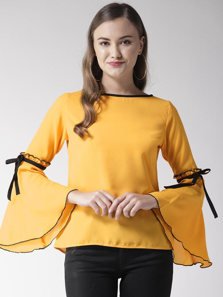 Women Yellow Solid Top-Tops-StyleQuotient