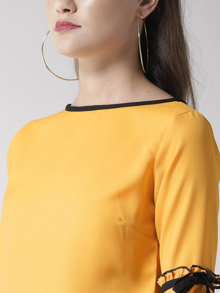 Women Yellow Solid Top-Tops-StyleQuotient