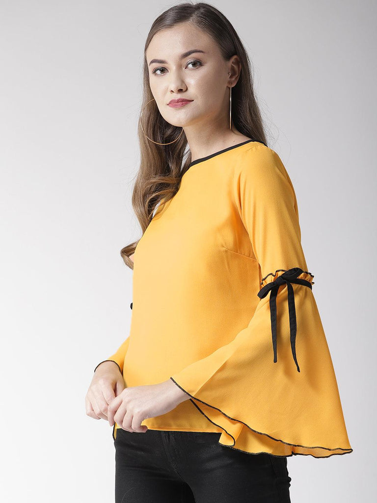 Women Yellow Solid Top-Tops-StyleQuotient