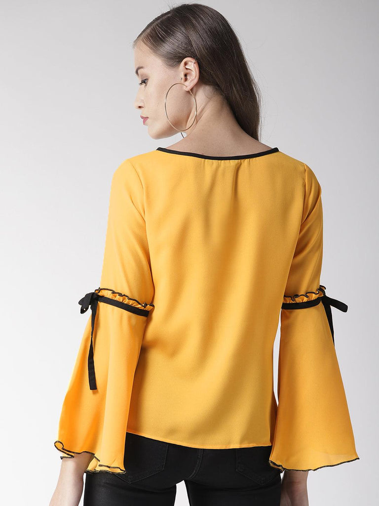 Women Yellow Solid Top-Tops-StyleQuotient