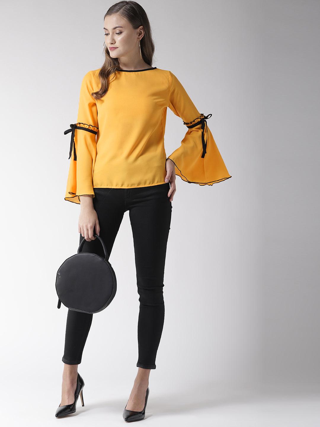 Women Yellow Solid Top-Tops-StyleQuotient