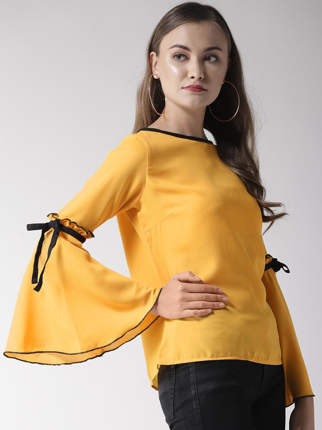 Women Yellow Solid Top-Tops-StyleQuotient