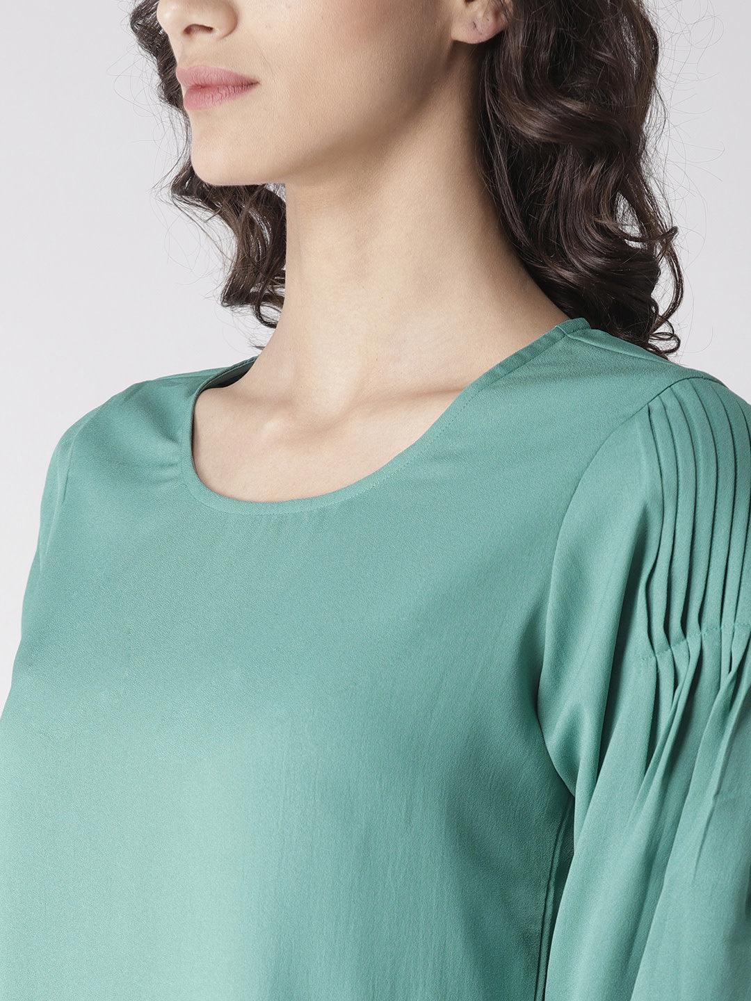 Women Green Solid A-Line Top-Tops-StyleQuotient