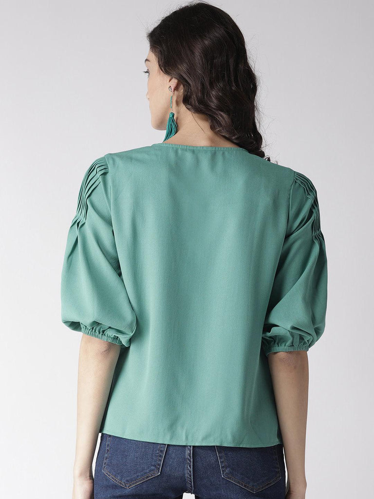 Women Green Solid A-Line Top-Tops-StyleQuotient