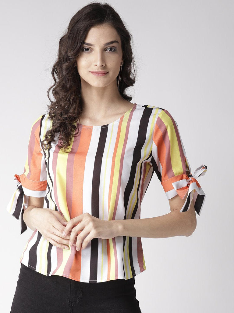 Women Multicoloured Striped Top-Tops-StyleQuotient