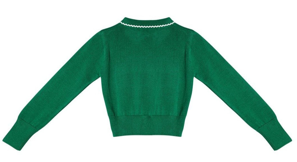 Girls Green Solid Front-Open Sweater-Girls Sweater-StyleQuotient
