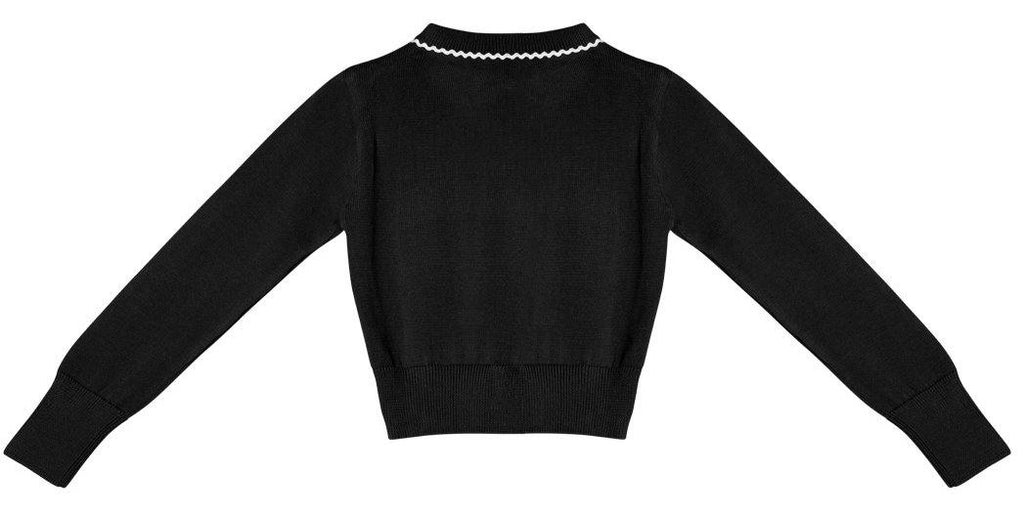 Girls Black Solid Front-Open Sweater-Girls Sweater-StyleQuotient