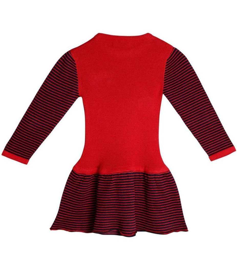 Girls Red & Black Striped Drop-Waist Dress-Girls Dress-StyleQuotient