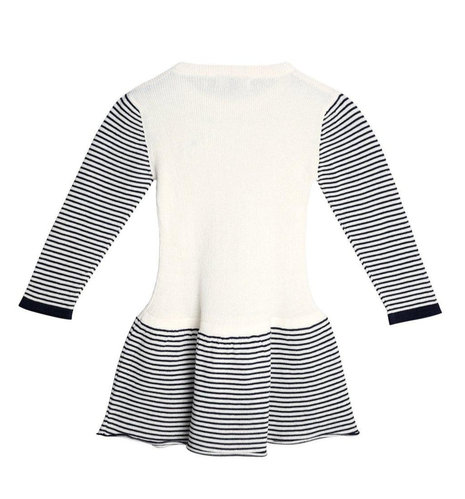 Girls Off-White & Black Striped Sheath Dress-Girls Dress-StyleQuotient
