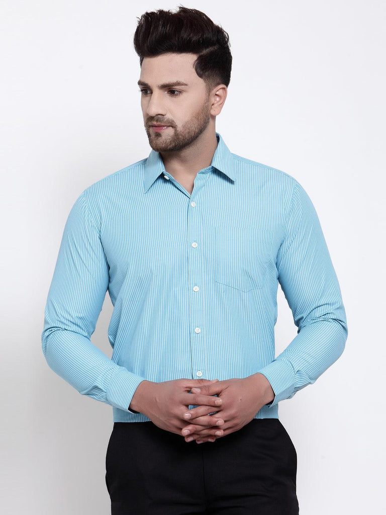 Men Blue Slim Fit Solid Casual Shirt-Mens Shirt-StyleQuotient
