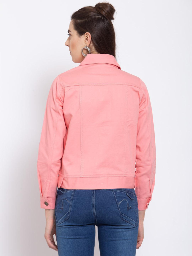 Women Pink full Sleeve Solid Jacket-Jackets-StyleQuotient