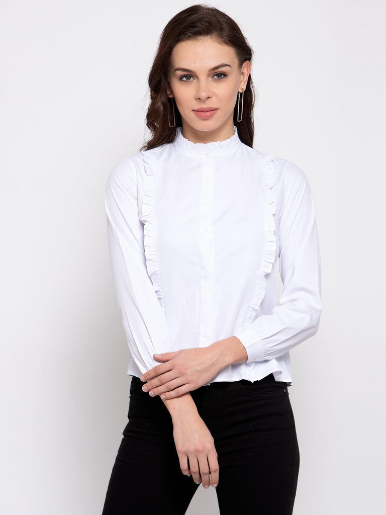 Women White Regular Fit Solid Casual Shirt-Shirts-StyleQuotient
